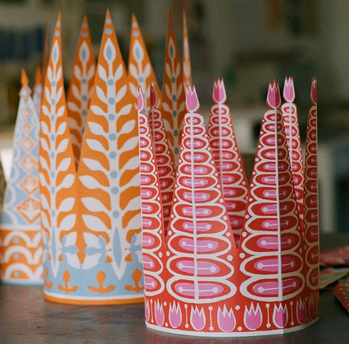 Set of six party crowns